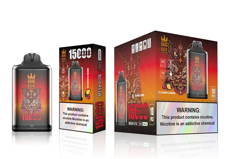 Bang Box 15000 Puffs Disposable Vape E Cigarettes 0% 2% 3% 5% Puff 15k 25ml Prefilled Pod 1.0ohm Mesh Coil 650mah Rechargeable Battery Vaper Pen