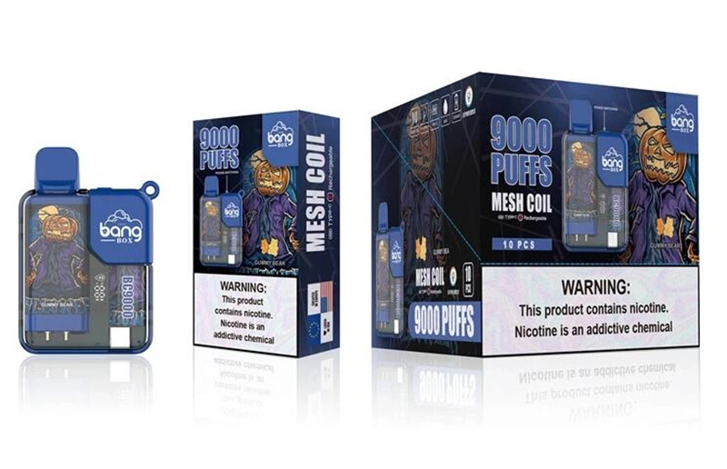 Bang Box 9000 Puffs Disposable Vape Electronic Cigarettes Puff 9k 0% 2% 3% 5% 16ml Prefilled Pod Mesh Coil 550mah Rechargeable Battery LED Power Display Pen