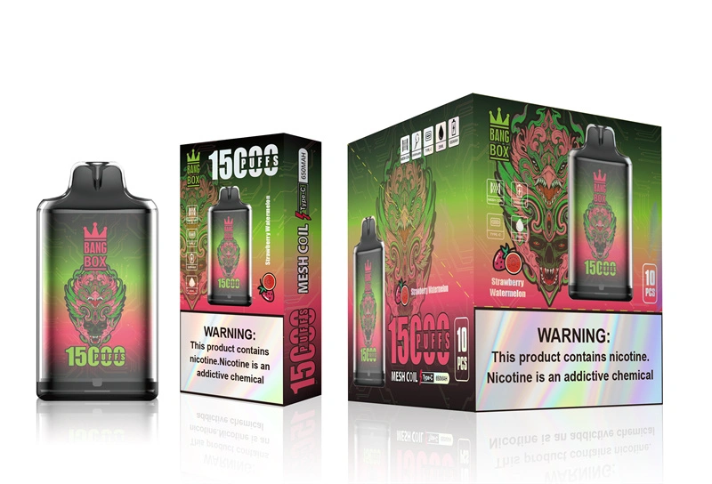 Bang Box 15000 Puffs Disposable Vape E Cigarettes 0% 2% 3% 5% Puff 15k 25ml Prefilled Pod 1.0ohm Mesh Coil 650mah Rechargeable Battery Vaper Pen