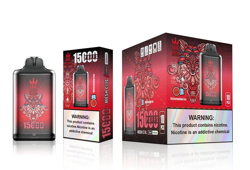 Bang Box 15000 Puffs Disposable Vape E Cigarettes 0% 2% 3% 5% Puff 15k 25ml Prefilled Pod 1.0ohm Mesh Coil 650mah Rechargeable Battery Vaper Pen