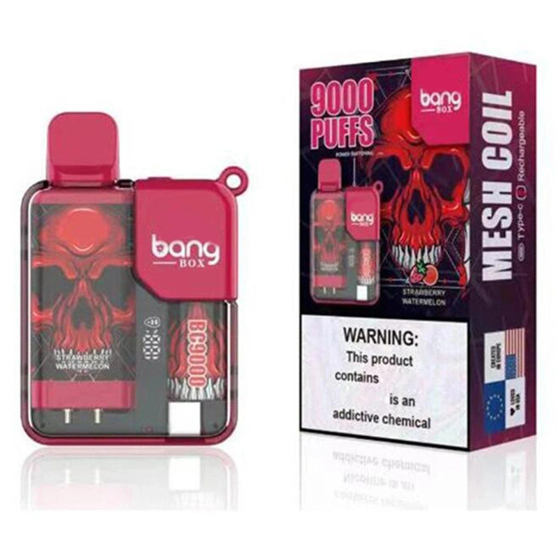 Bang Box 9000 Puffs Disposable Vape Electronic Cigarettes Puff 9k 0% 2% 3% 5% 16ml Prefilled Pod Mesh Coil 550mah Rechargeable Battery LED Power Display Pen