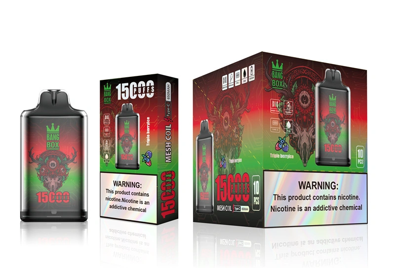 Bang Box 15000 Puffs Disposable Vape E Cigarettes 0% 2% 3% 5% Puff 15k 25ml Prefilled Pod 1.0ohm Mesh Coil 650mah Rechargeable Battery Vaper Pen