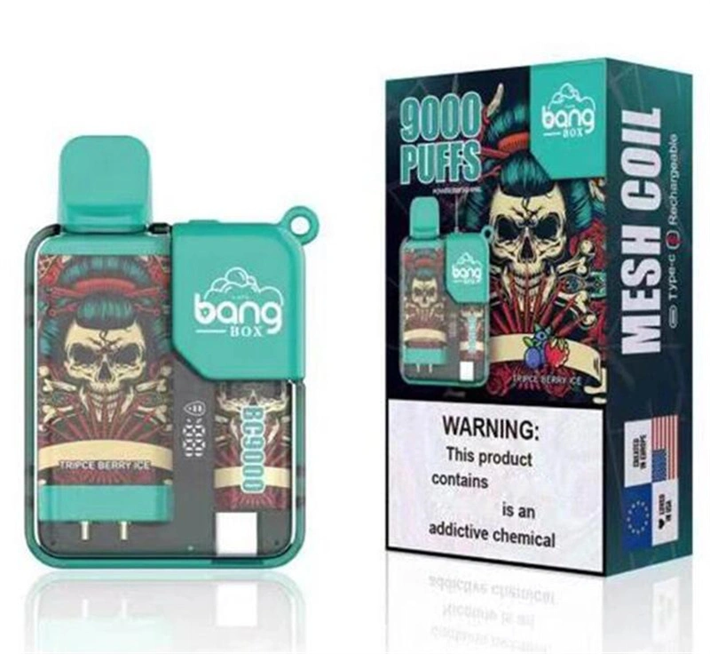 Bang Box 9000 Puffs Disposable Vape Electronic Cigarettes Puff 9k 0% 2% 3% 5% 16ml Prefilled Pod Mesh Coil 550mah Rechargeable Battery LED Power Display Pen