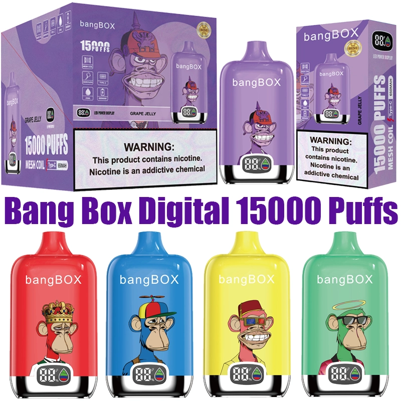 Bang Box 15000 Puffs Smart Screen Disposable E Cigarettes Vape Puff 15k 0% 2% 3% 5% 25ml Prefilled Pod Mesh Coil 650mah Rechargeable Pen