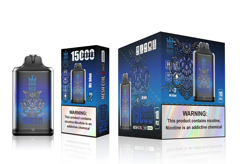 Bang Box 15000 Puffs Disposable Vape E Cigarettes 0% 2% 3% 5% Puff 15k 25ml Prefilled Pod 1.0ohm Mesh Coil 650mah Rechargeable Battery Vaper Pen