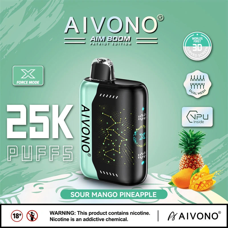Aivono Aim Boom 25000 Puffs Smart Screen Vape Disposable Wholesale Electronic Cigarettes Puff 25k 0% 2% 3% 5% 28ml Pod Mesh Coil Star Flexible Screen 650mah Rechargeable Battery Adjustable Airflow Pen