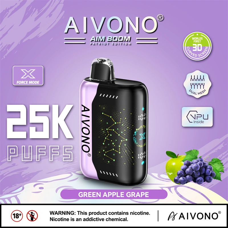 Aivono Aim Boom 25000 Puffs Smart Screen Vape Disposable Wholesale Electronic Cigarettes Puff 25k 0% 2% 3% 5% 28ml Pod Mesh Coil Star Flexible Screen 650mah Rechargeable Battery Adjustable Airflow Pen