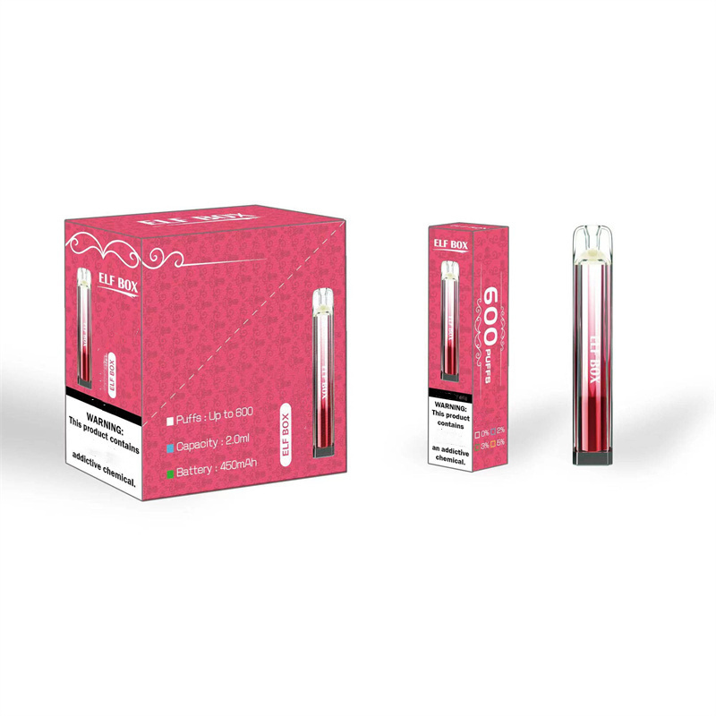 Elf Box 600 Puffs Wholesale Disposable Vape Pen Electronic Cigarette 2ML Pod Crystal Puff 600 450mah Battery