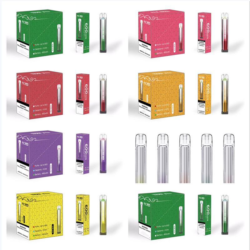 Elf Box 600 Puffs Wholesale Disposable Vape Pen Electronic Cigarette 2ML Pod Crystal Puff 600 450mah Battery