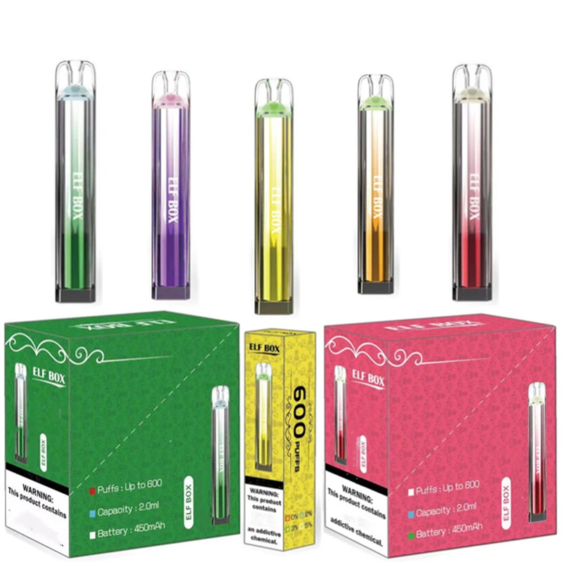 Elf Box 600 Puffs Wholesale Disposable Vape Pen Electronic Cigarette 2ML Pod Crystal Puff 600 450mah Battery