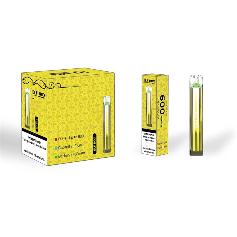 Elf Box 600 Puffs Wholesale Disposable Vape Pen Electronic Cigarette 2ML Pod Crystal Puff 600 450mah Battery