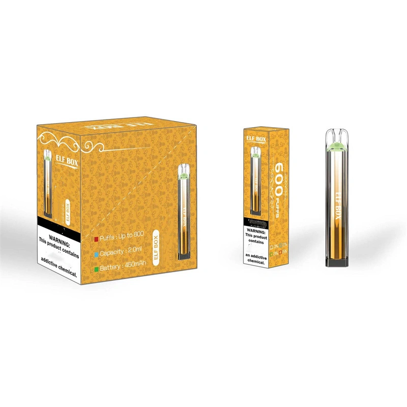 Elf Box 600 Puffs Wholesale Disposable Vape Pen Electronic Cigarette 2ML Pod Crystal Puff 600 450mah Battery