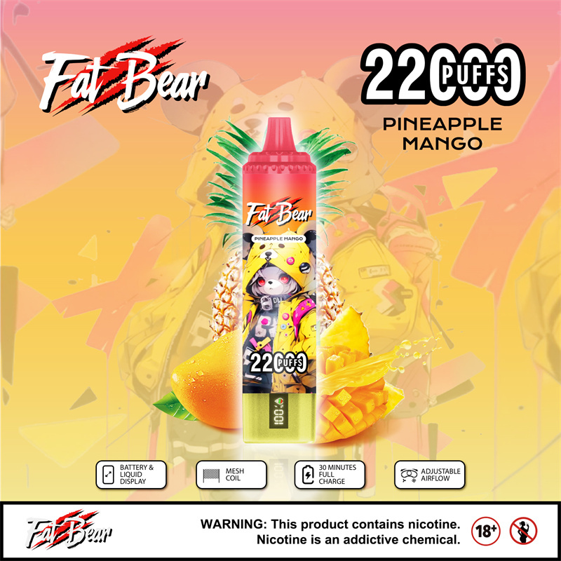 Aivono Fat Bear 22000 Puffs LED Screen Wholesale Disposable Vape Pen Electronic Cigarette Puff 22k Adjustable Airflow