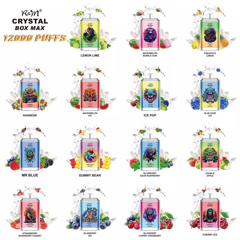 R&M RandM Crystal Box Max 12000 Puffs Wholesale Disposable Vape Electronic Cigarette 20ml E liquid Rechargable Battery Pen