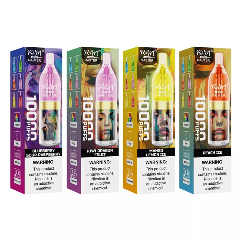 R&M Master 10000 Puffs Wholesale Disposable Vape RandM Electronic Cigarette 20ml E liquid RGB Light Rechargable Battery