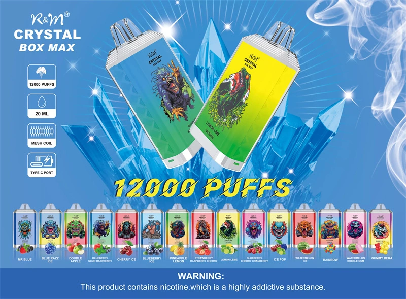 R&M RandM Crystal Box Max 12000 Puffs Wholesale Disposable Vape Electronic Cigarette 20ml E liquid Rechargable Battery Pen