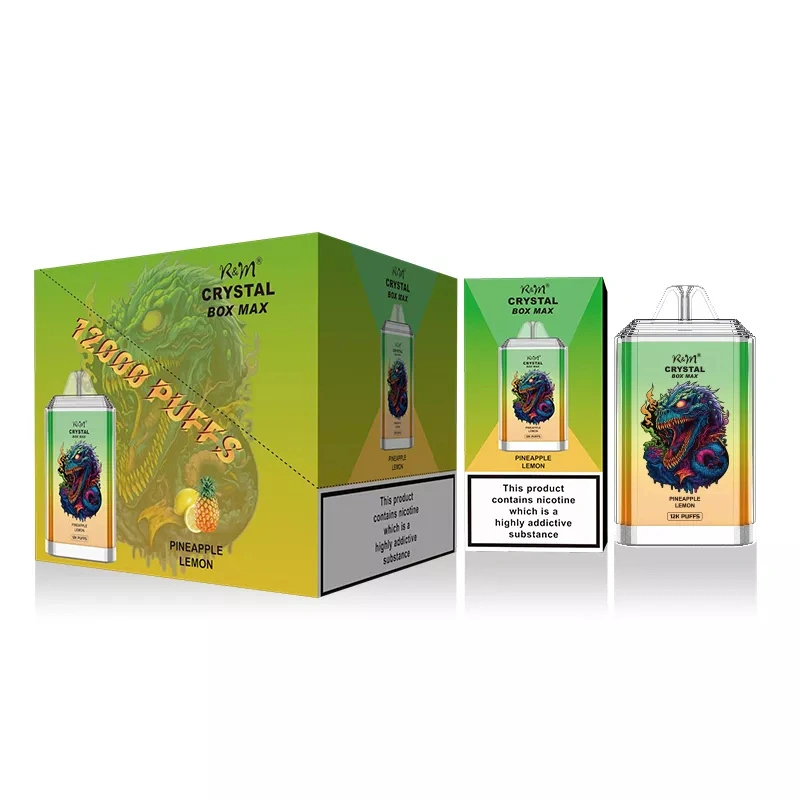 R&M RandM Crystal Box Max 12000 Puffs Wholesale Disposable Vape Electronic Cigarette 20ml E liquid Rechargable Battery Pen Minimum Order 500pcs