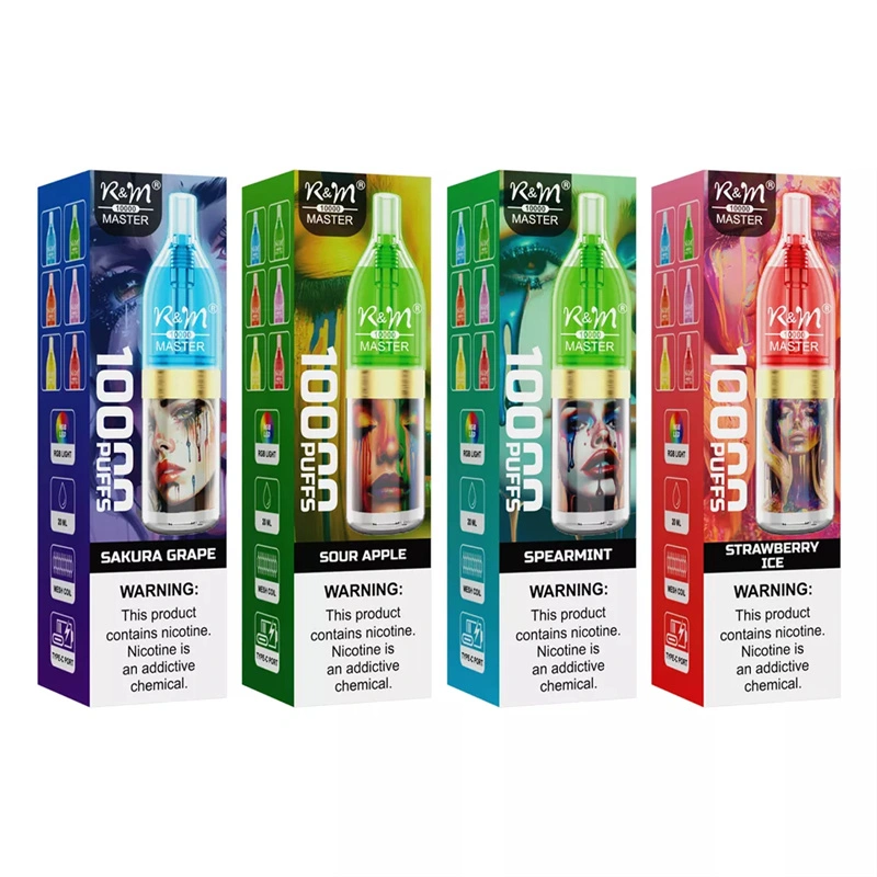R&M Master 10000 Puffs Wholesale Disposable Vape RandM Electronic Cigarette 20ml E liquid RGB Light Rechargable Battery