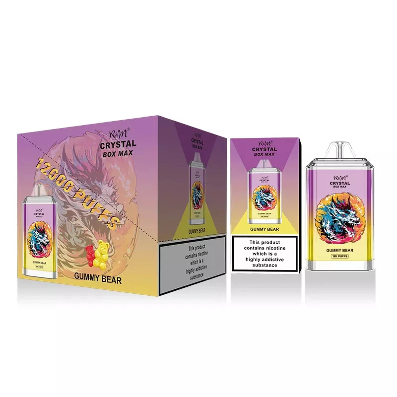R&M RandM Crystal Box Max 12000 Puffs Wholesale Disposable Vape Electronic Cigarette 20ml E liquid Rechargable Battery Pen Minimum Order 500pcs
