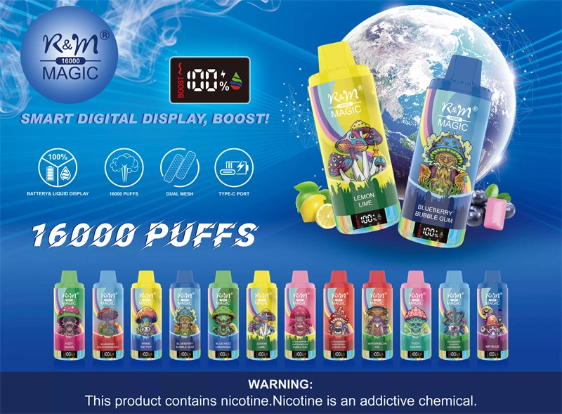R&M Magic 16000 Puffs LED Screen Wholesale Randm Disposable Electronic Cigarette Rechargeable Vape Pen RGB Lights