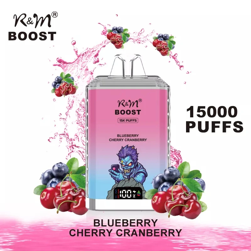 R&M Boost 15000 Puffs Wholesale Vape Randm Crystal Disposable Electronic Cigarette LED Screen Dual Mesh Coil Rechargeable  Pen Minimum Order 500pcs