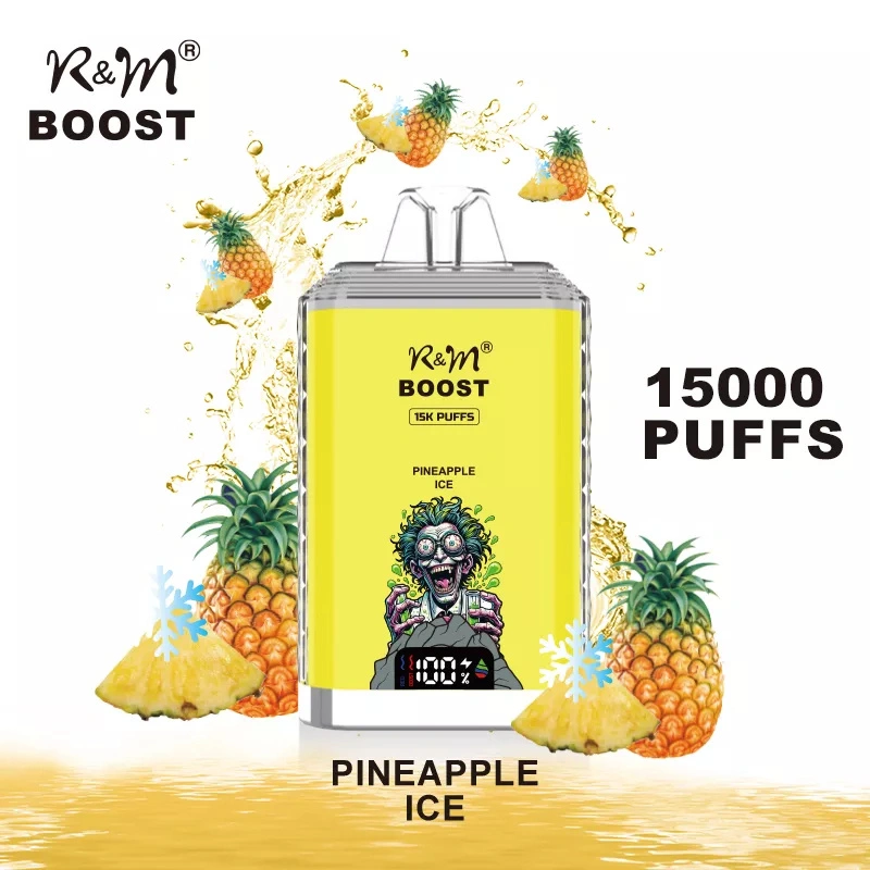 R&M Boost 15000 Puffs Wholesale Vape Randm Crystal Disposable Electronic Cigarette LED Screen Dual Mesh Coil Rechargeable  Pen Minimum Order 500pcs