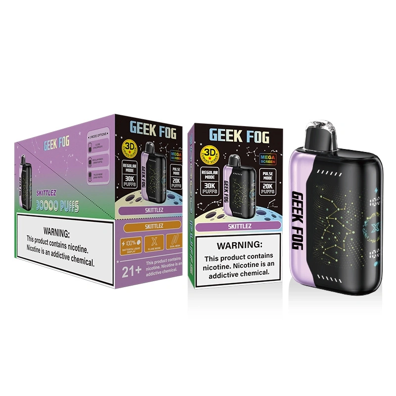 Geek Fog Pulse 20000 Regular 30000 Puffs 3D Curved Screen Wholesale Disposable Vape Pen Electronic Cigarette Dual Mesh Coil Rechargeable Battery