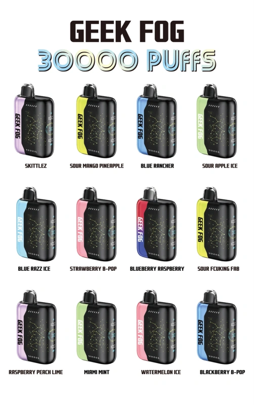 Geek Fog Pulse 20000 Regular 30000 Puffs 3D Curved Screen Wholesale Disposable Vape Pen Electronic Cigarette Dual Mesh Coil Rechargeable Battery