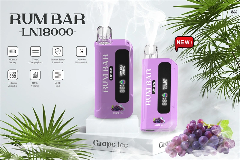 QST Rum Bar LN 18000 Puffs LED Display Wholesale Disposable Electronic Cigarette 21ML Mesh Coil Pod 550mah Rechageable Battery Puff 18k Vape Pen