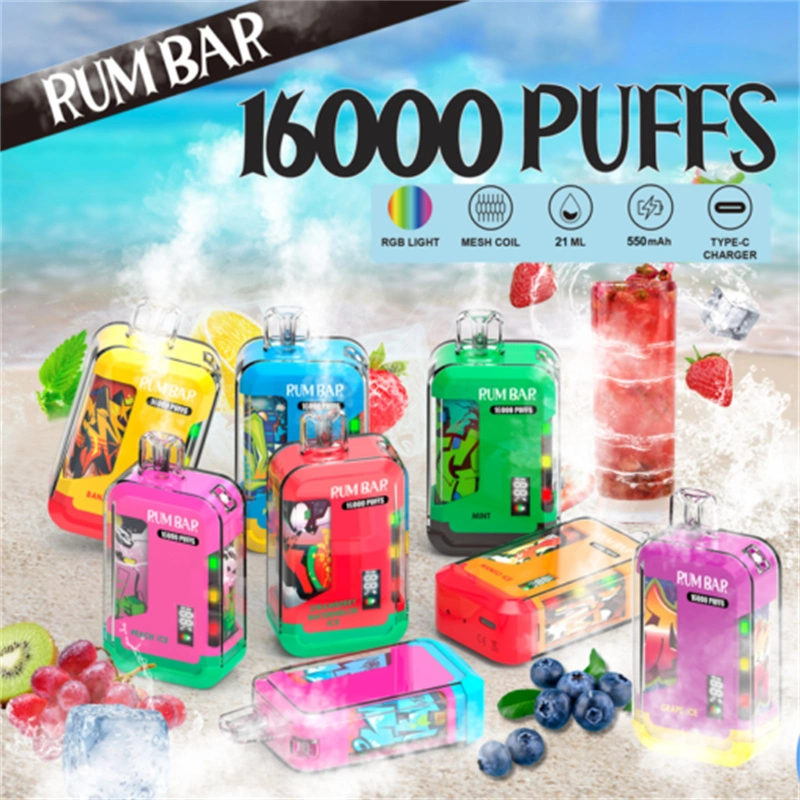 QST Rum Bar 16000 Puffs LED Display Wholesale Disposable Electronic Cigarette 21ML Mesh Coil Pod 550mah Rechageable Battery Puff 16k Vape Pen