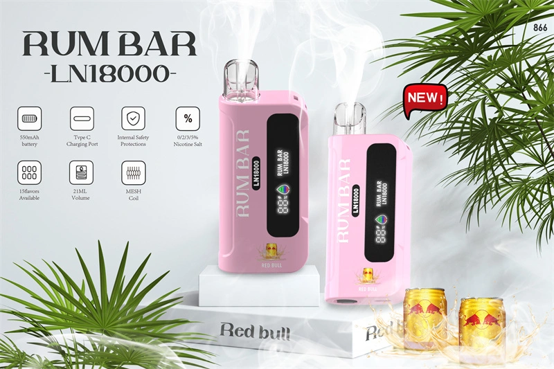 QST Rum Bar LN 18000 Puffs LED Display Wholesale Disposable Electronic Cigarette 21ML Mesh Coil Pod 550mah Rechageable Battery Puff 18k Vape Pen