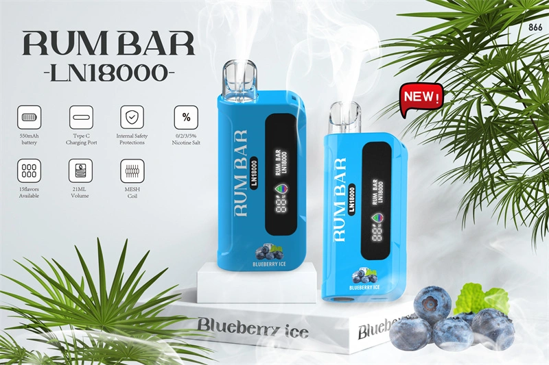 QST Rum Bar LN 18000 Puffs LED Display Wholesale Disposable Electronic Cigarette 21ML Mesh Coil Pod 550mah Rechageable Battery Puff 18k Vape Pen