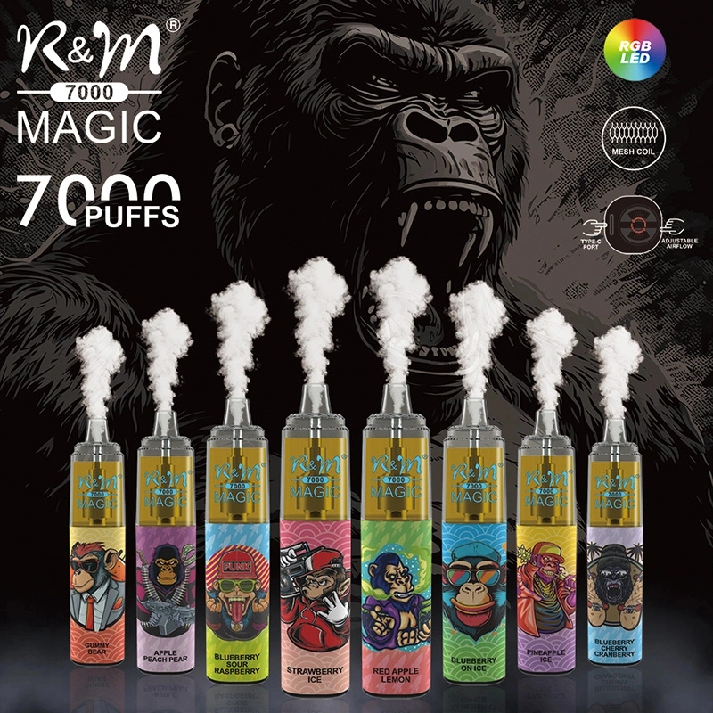 R&M Randm Magic 7000 Puffs Wholesale Vape Disposable E Cigarette 14.5ml E Liquid Rechargeable Battery Rolls-Royce Starlight Headliner Puff 9K Pen