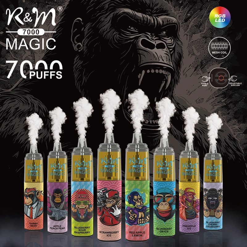 R&M Randm Magic 7000 Puffs Wholesale Vape Disposable E Cigarette 14.5ml E Liquid Rechargeable Battery Rolls-Royce Starlight Headliner Puff 9K Pen