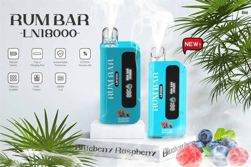 QST Rum Bar LN 18000 Puffs LED Display Wholesale Disposable Electronic Cigarette 21ML Mesh Coil Pod 550mah Rechageable Battery Puff 18k Vape Pen