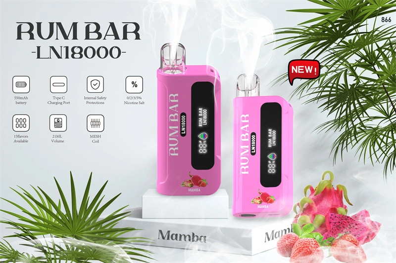 QST Rum Bar LN 18000 Puffs LED Display Wholesale Disposable Electronic Cigarette 21ML Mesh Coil Pod 550mah Rechageable Battery Puff 18k Vape Pen