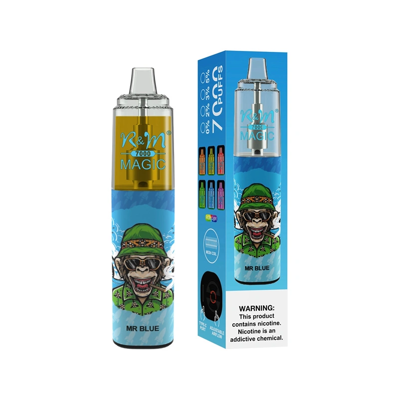 R&M Randm Magic 7000 Puffs Wholesale Vape Disposable E Cigarette 14.5ml E Liquid Rechargeable Battery Rolls-Royce Starlight Headliner Puff 9K Pen