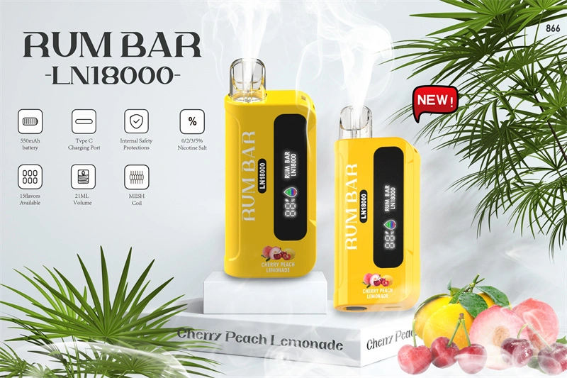 QST Rum Bar LN 18000 Puffs LED Display Wholesale Disposable Electronic Cigarette 21ML Mesh Coil Pod 550mah Rechageable Battery Puff 18k Vape Pen