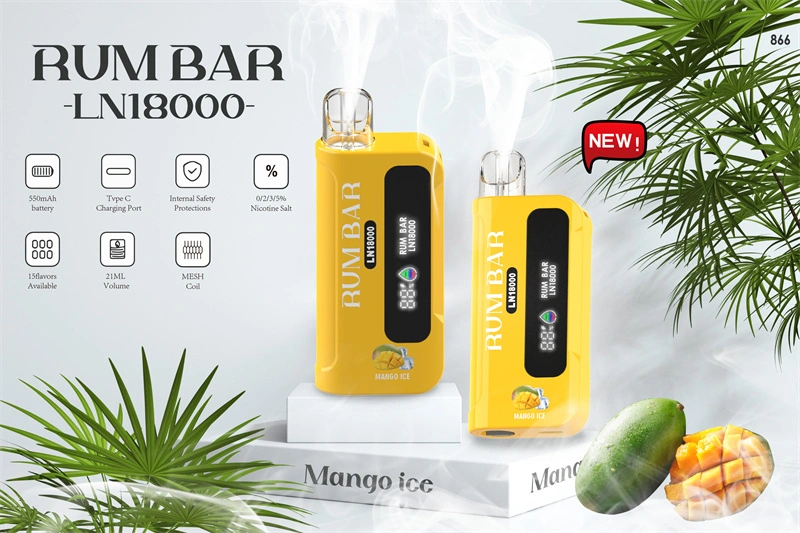QST Rum Bar LN 18000 Puffs LED Display Wholesale Disposable Electronic Cigarette 21ML Mesh Coil Pod 550mah Rechageable Battery Puff 18k Vape Pen