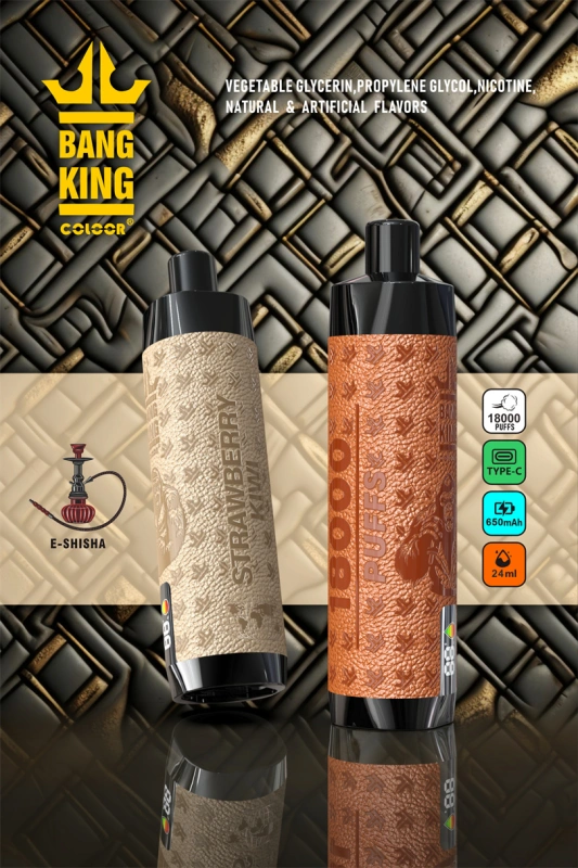 Bang King 18000 Puffs LED Screen Wholesale Vape Pen Disposable Electronic Cigarette Leather Rechargeable 0.6ohm Mesh Coil