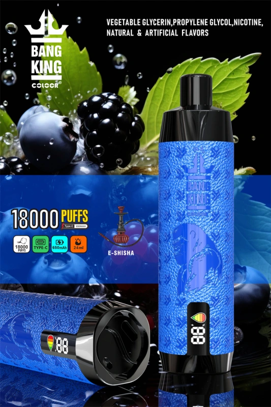 Bang King 18000 Puffs LED Screen Wholesale Vape Pen Disposable Electronic Cigarette Leather Rechargeable 0.6ohm Mesh Coil