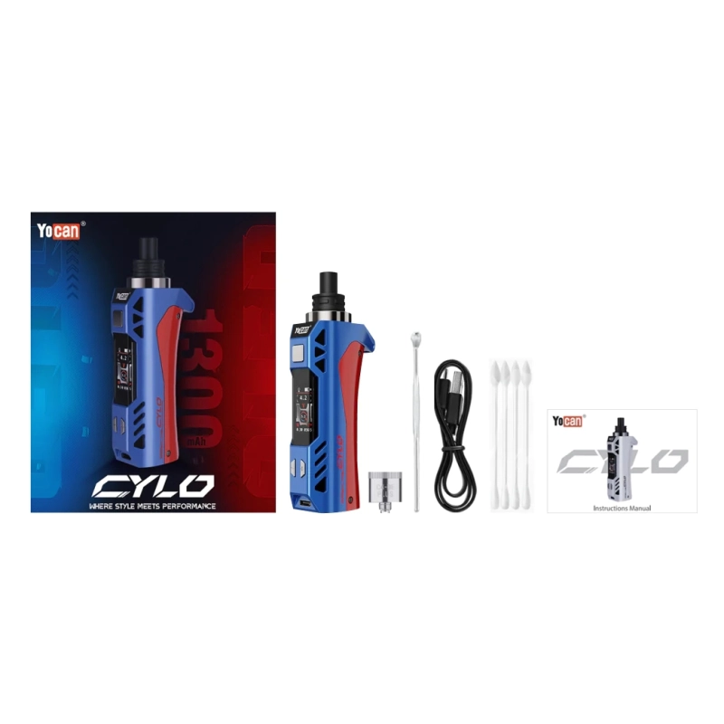 Yocan Cylo Battery 1400mAh Adjustable Voltage Wax Vaporizer E-cigarette Kits C4-DE Plus Coil OLED Display USB Charger Vape Pen