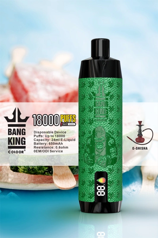 Bang King 18000 Puffs LED Screen Wholesale Vape Pen Disposable Electronic Cigarette Leather Rechargeable 0.6ohm Mesh Coil