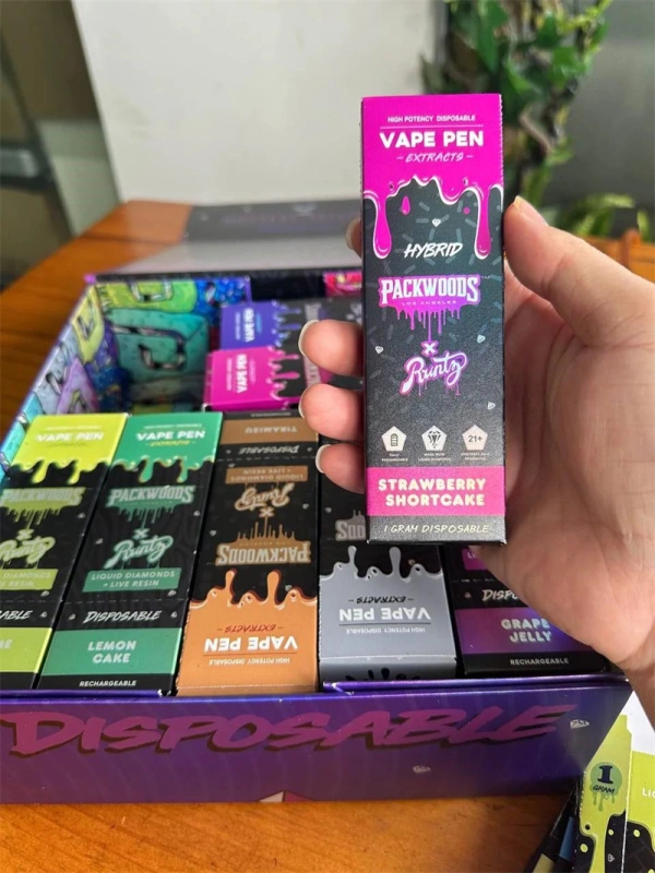 Packwoods x Runty Empty Vape Pen 1.0ML Disposable Pod Wholesale E Cigarette Vaporizer 380mah Rechargeable Battery Liquid Diamonds+Live Resin