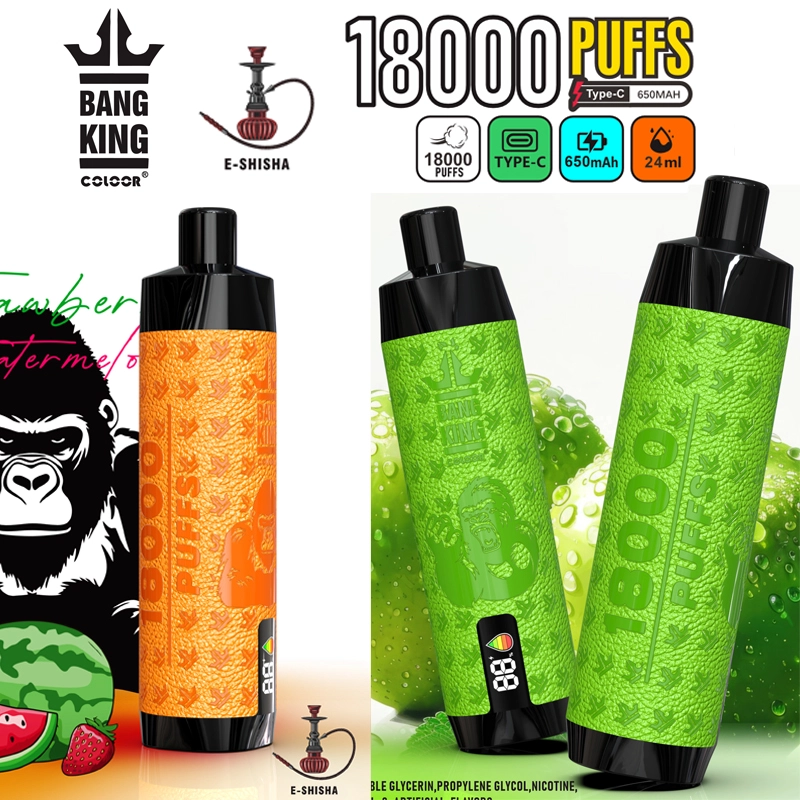 Bang King 18000 Puffs LED Screen Wholesale Vape Pen Disposable Electronic Cigarette Leather Rechargeable 0.6ohm Mesh Coil