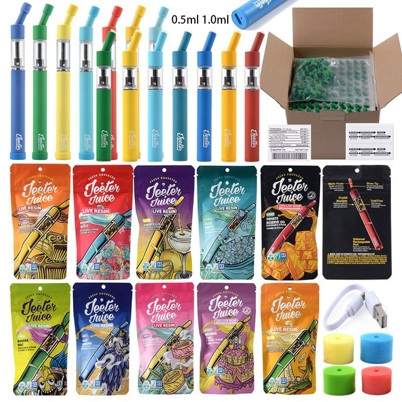 Jeeter Juice Disposable Vape Pen 0.5ML1.0ML Empty Pod Wholesale E Cigarette Vaporizer 350 mAh Rechargeable Battery Live Resin Straw
