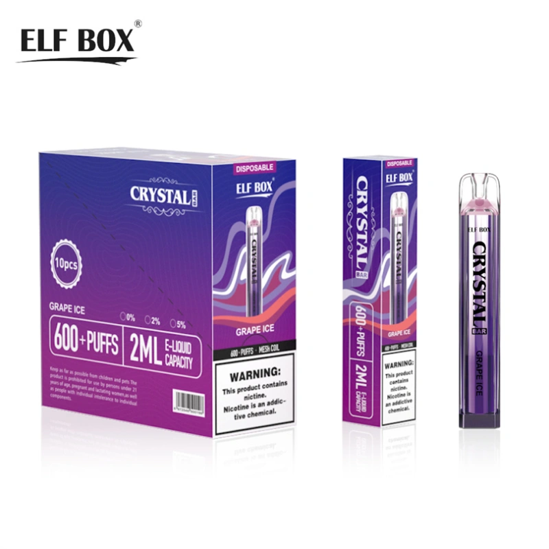 Elf Box Crystal Bar 600 Puffs Wholesale Disposable Vape Pen Electronic Cigarette 2ML Pod Crystal Puff 600 500mah Battery Vaper