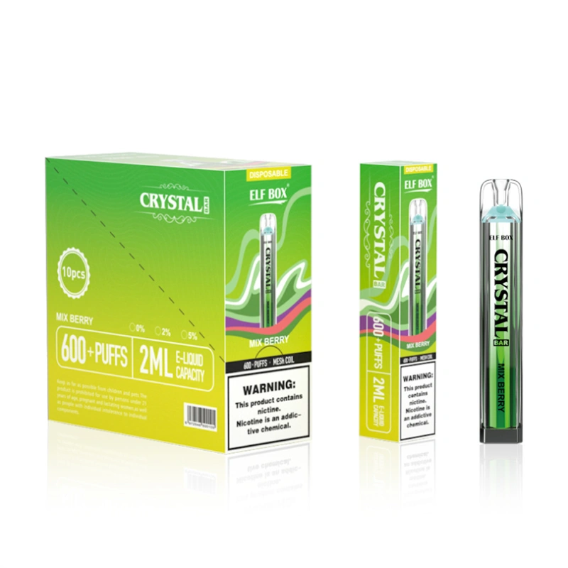 Elf Box Crystal Bar 600 Puffs Wholesale Disposable Vape Pen Electronic Cigarette 2ML Pod Crystal Puff 600 500mah Battery Vaper