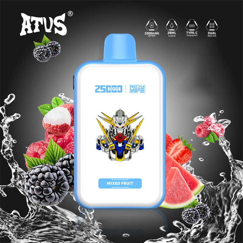 ATVS 25000 Puffs Smart Full Screen Wholesale Disposable Vape Pen Electronic Cigarette Adjustable Airflow 28ML Dual Mesh Coil Pod Puff 25k 1000mah Battery Vaper