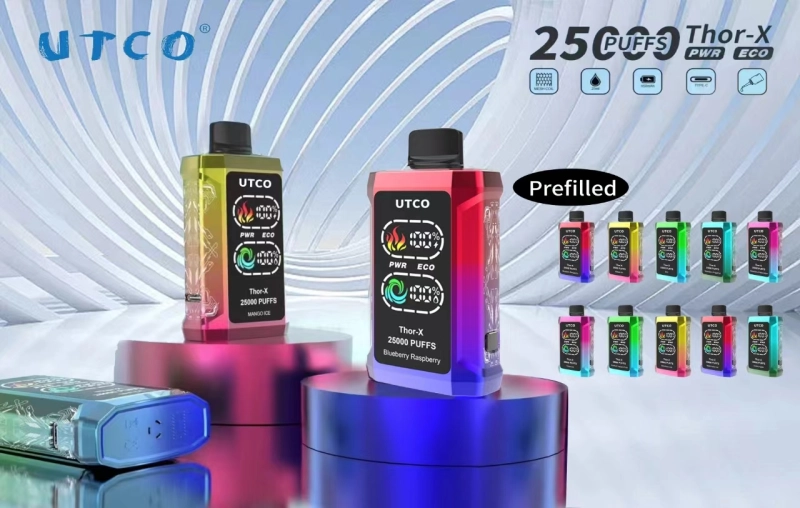 UTCO Thor-X 25000 Puffs Smart Screen Wholesale Vape Disposable E Cigarettes 25ml Refillable Pod 550mah Rechargeable 0% 2% 3% 5% Puff 25k Vaper Minimum Order 100pcs